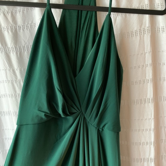 DB Jersey A-Line Bridesmaid Forrest Green Maxi Slip Dress Knot Detail💐 - Picture 11 of 16